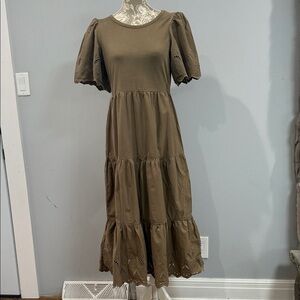 GAP Brown Midi Dress with Eyelet Details